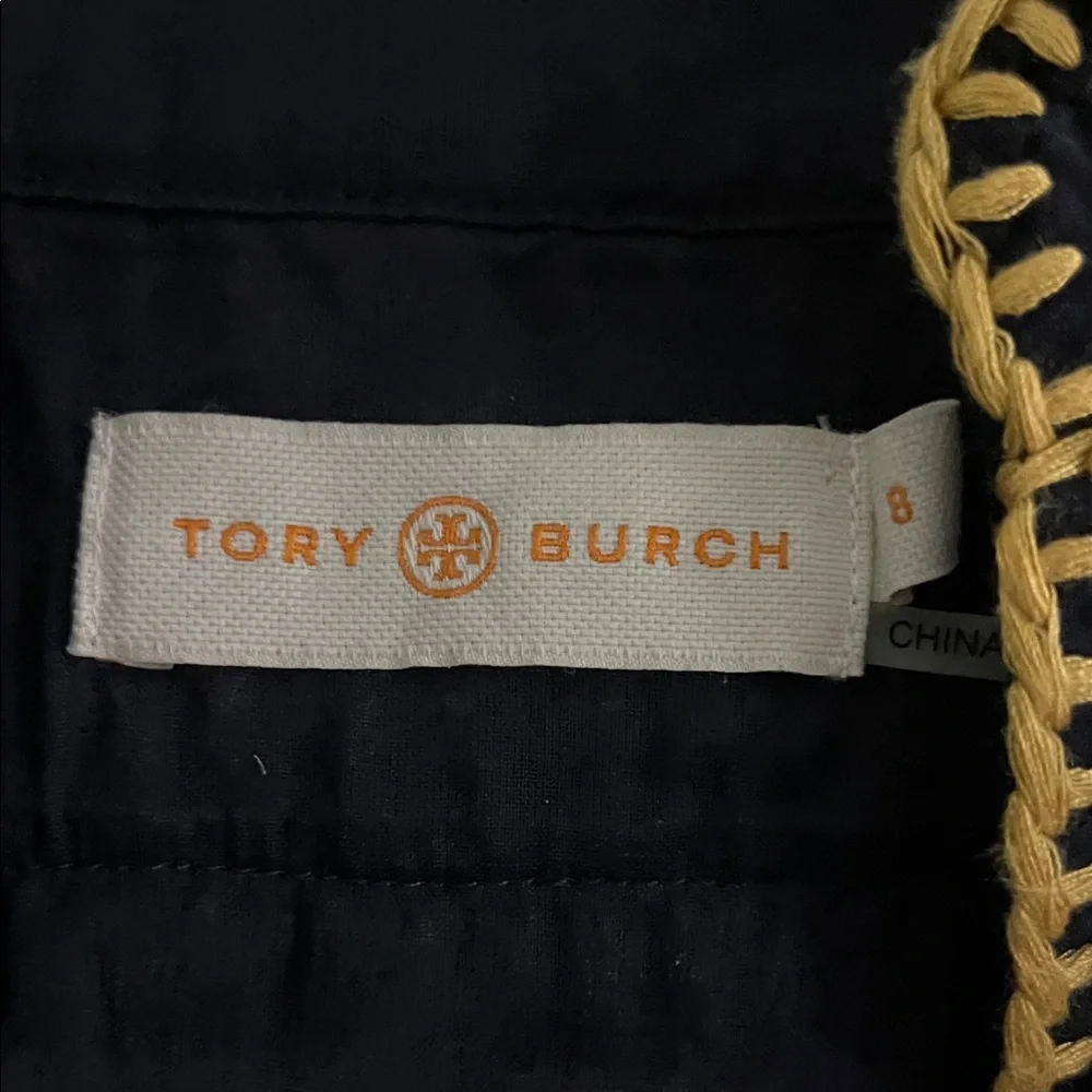 Tory Burch Navy Tunic with White and Yellow Accents - Picture 2 of 7